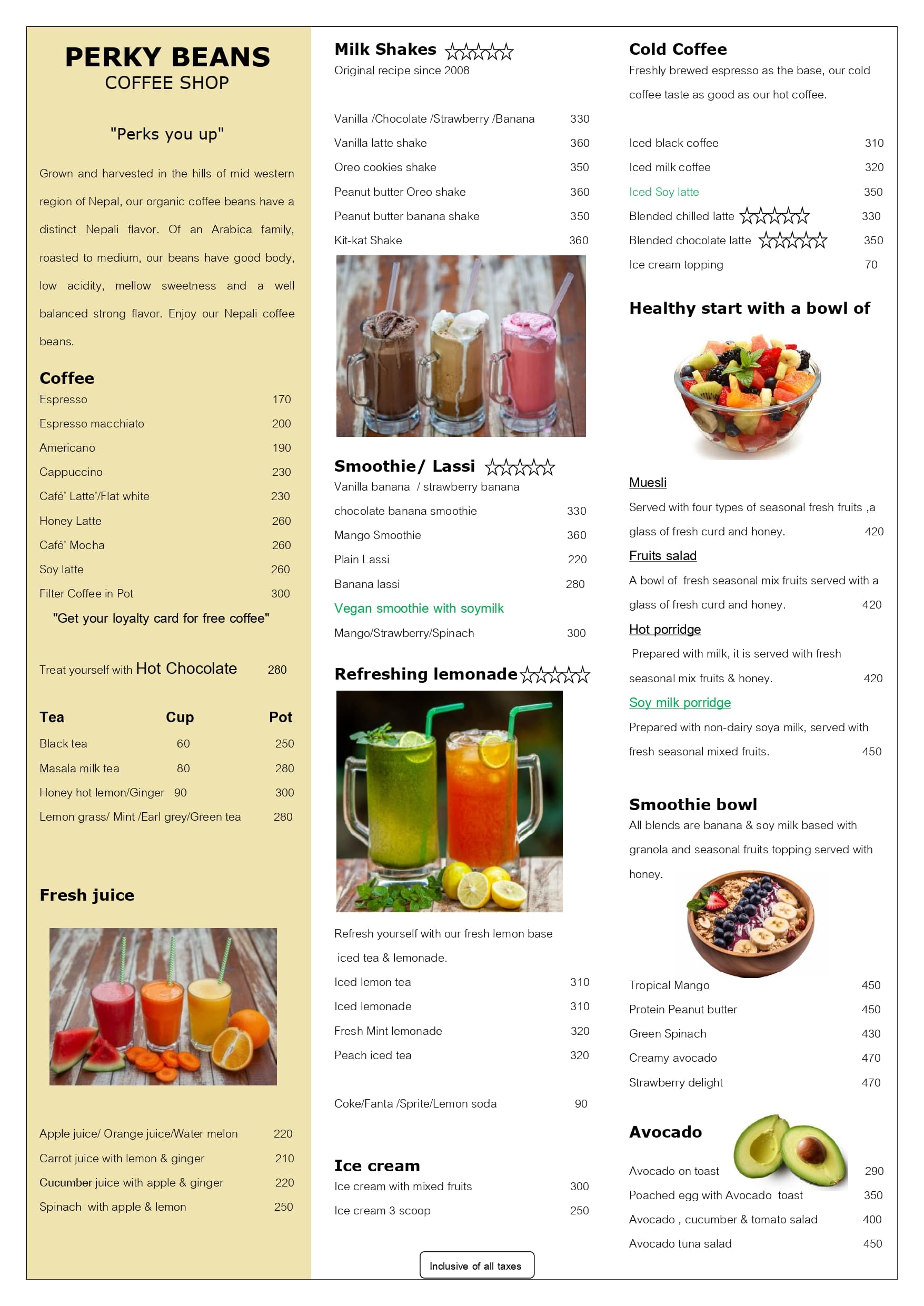 Menu Page 1