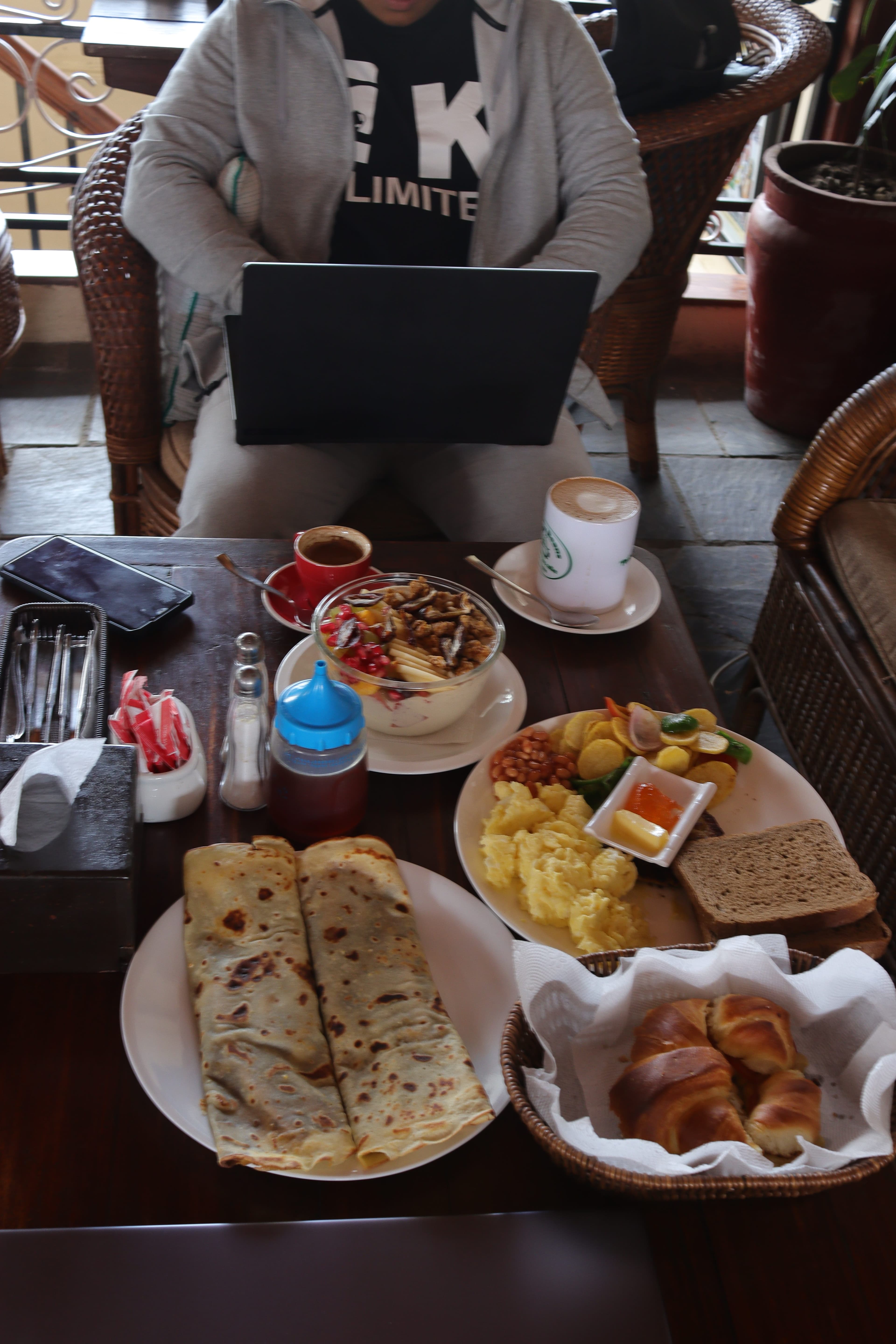 Working at the cafe